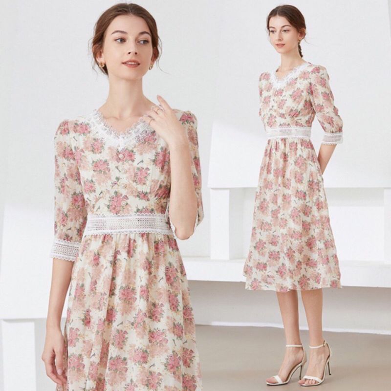 Colour Eyelet Premium Floral Dress 11136