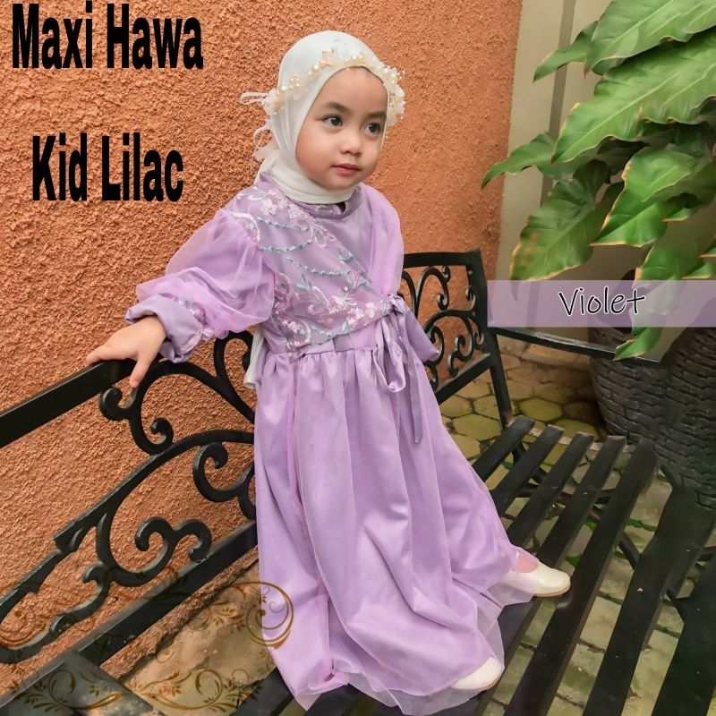 MAXY HAWA KID ANAK, VELVET BRUKAT TILE, GAMIS HIJAB MUSLIM, MAXY DRESS, 3 UKURAN