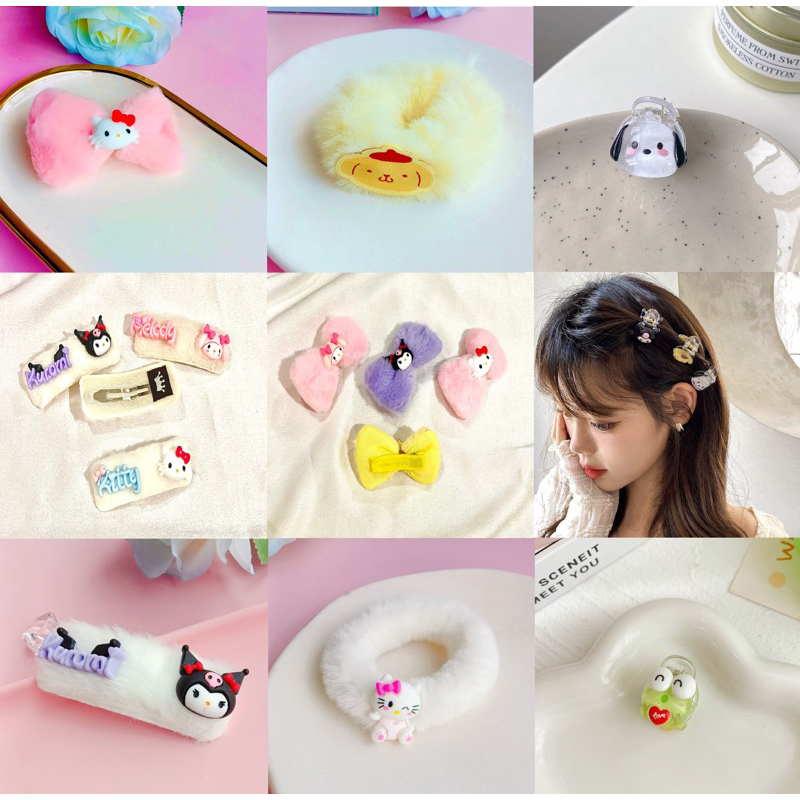 Jepit Karet Jedai Rambut Anak Import Model Sanrio Family