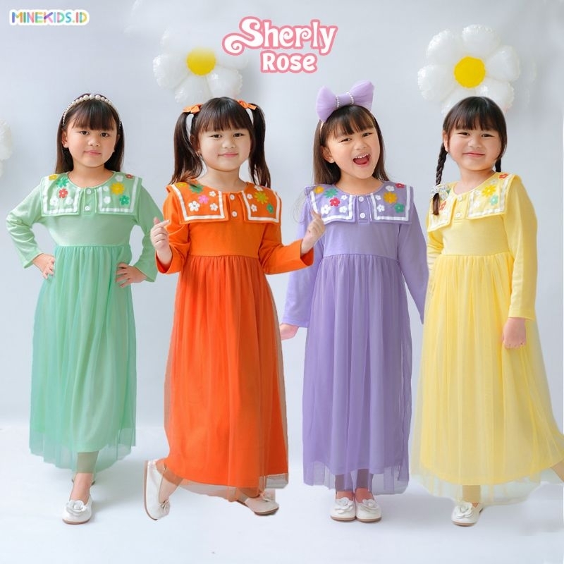 GAMIS MINEKIDS SHERLY ROSE/DRESS ANAK PEREMPUAN MINE KIDS 4-12THN