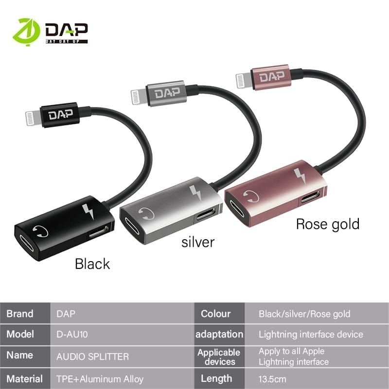 DAP kabel Audio AUX Lightning 2 in 1 plug Type C