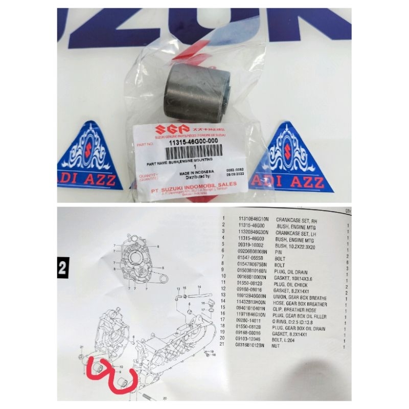 boshing bosh baut engine mounting gantungan mesin skywave spin skydrive Hayate original SGP 11315-46
