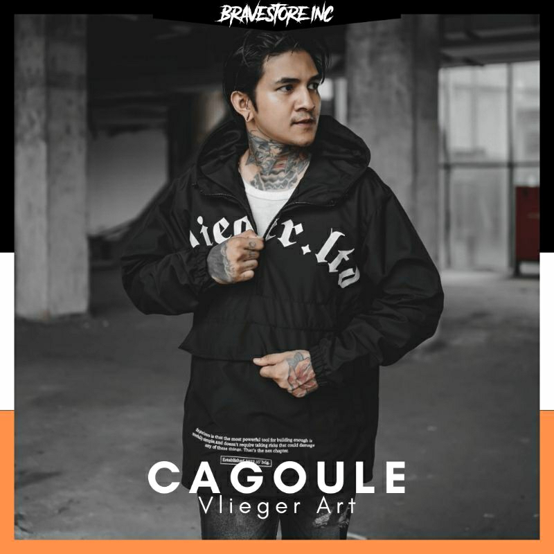 JAKET CAGOULE/JAKET PRIA/JAKET PARASUT/JAKET KANTONG DORAEMON/JAKET CASUAL/JAKET COUGLE Cagoul Hitam