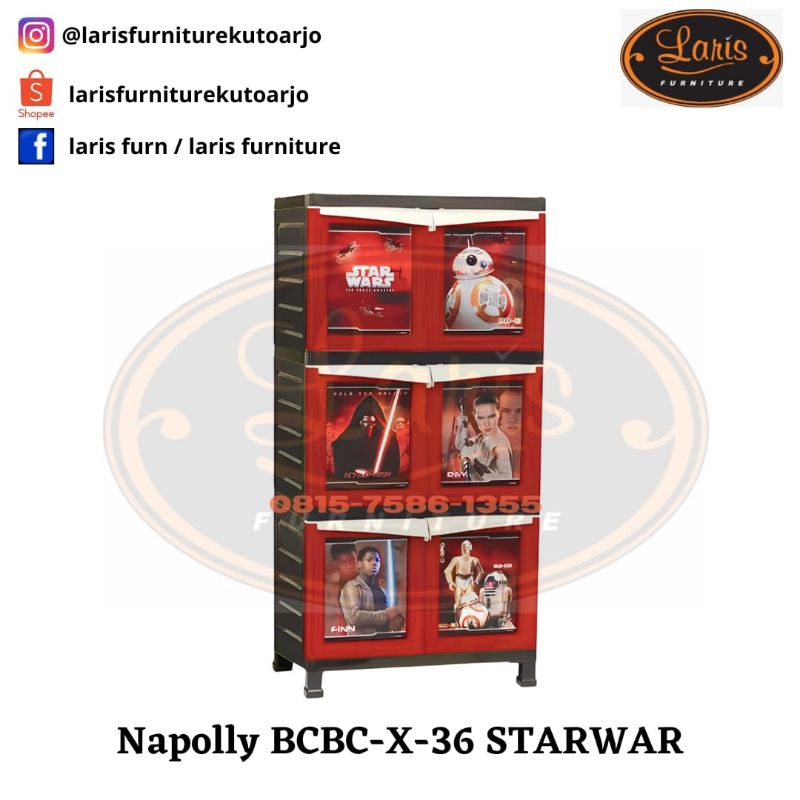 ALMARI PAKAIAN PLASTIK / CABINET NAPOLLY BCBC-X-36 STARWAR