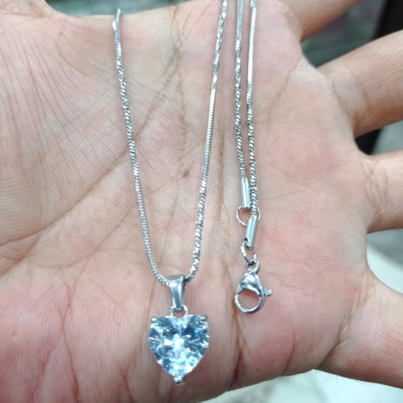 kalung titanium silver anti luntur perhiasan wanita