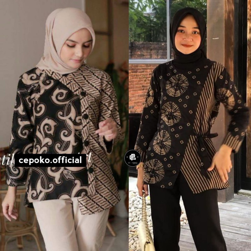 tey-17 Batik Wanita ASJ SA HRB026 Kenongo Kemeja Tosca Pendek