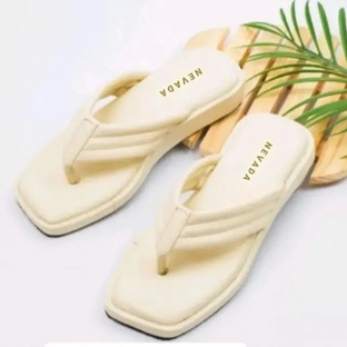 Sandal Jepit Wanita Spon Wedges Cantik Simple Kekinian Terbaru 2023