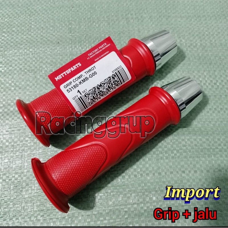 Handgrip / Handfat standar HONDA + Jalu Stang Hitam FULL BESI PADAT , HONDA MATIC BEBEK MOGE , VARIO , BEAT , SCOOPY , GENIO , PCX , BLADE , SUPRA , GRAND , PRIMA , KHARISMA , TIGER , MEGAPRO , GLPRO , CB , MERAH CHROME