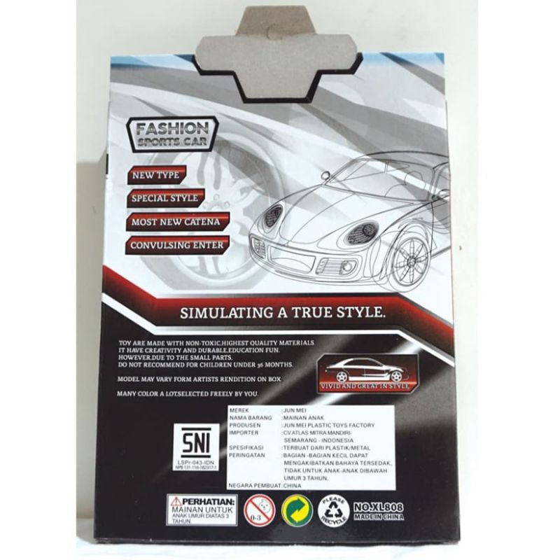 mainan mobil metal isi 8 pcs sport car xL808