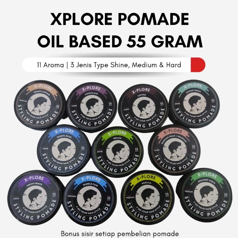 Grosir Pomade Oil Based 55 Gram Paket 20 Pcs Merek Xplore Stylish