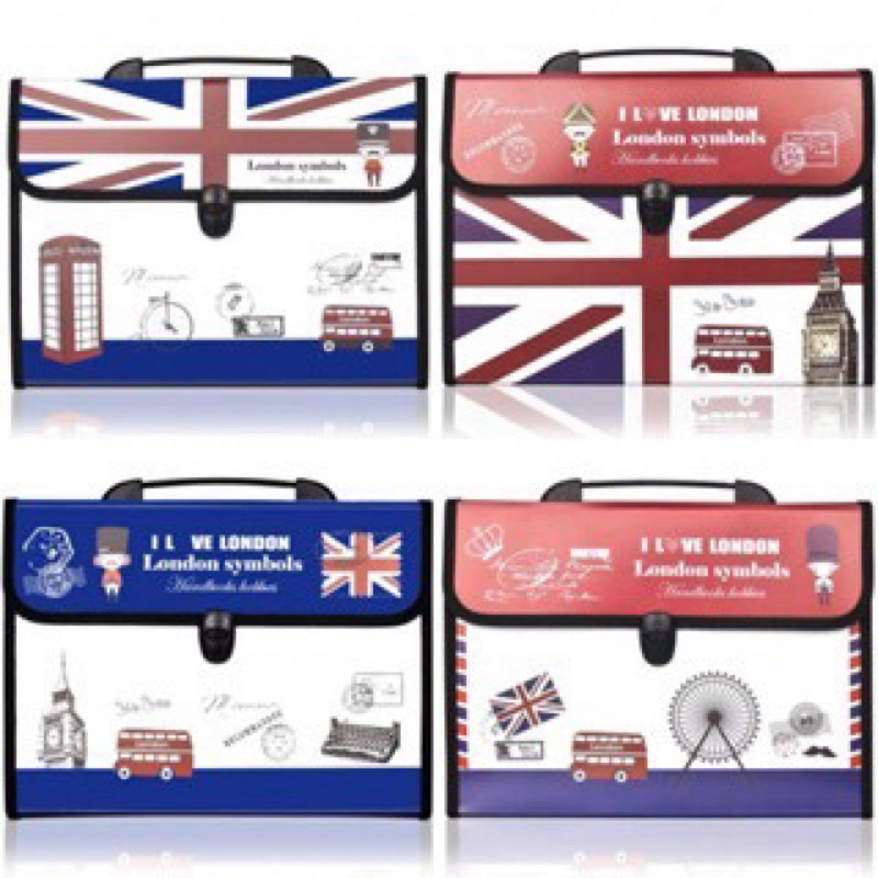 document folder organizer bag tas dokumen map A4 expanding slot file folder tema london