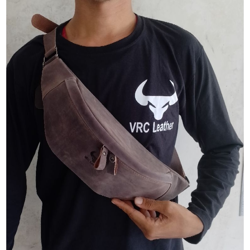 Waistbag Pria Full Kulit Asli Crazy Horse