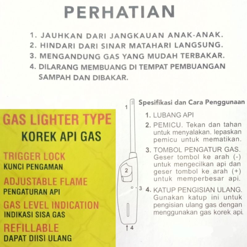 Kenmaster Gas Lighter / Korek Api Pematik / Korek Pemantik / Korek Kompor Gas Panjang