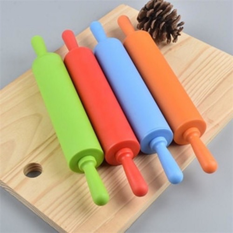 Rolling Pin Silikon Penggiling Adonan Baking Kue Anti Lengket Anak Sensori Play Roll Mainan Motorik