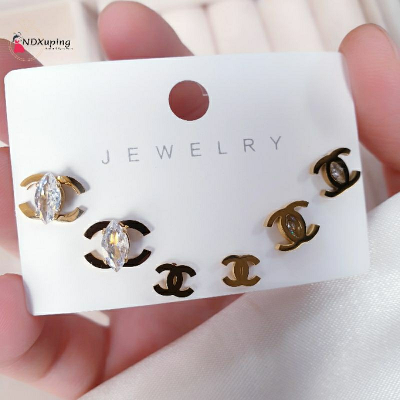 Anting Tusuk Fashion 3 In 1 Titanium N06032305