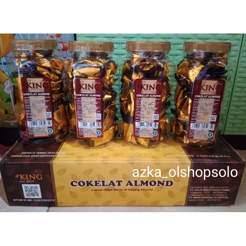 

Coklat Almond d'King/Coklat Almond Kemasan Toples isi 40Pcs/Coklat Almond d'King Murah
