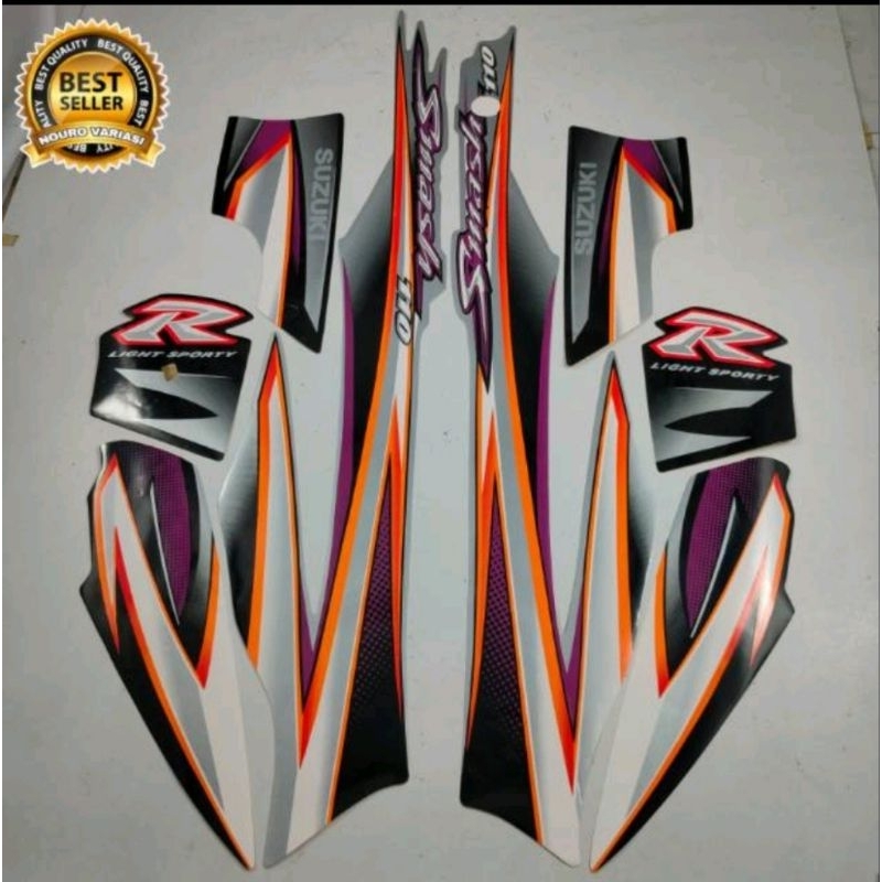 STRIPING SUZUKI SMASH 110 R 2005 2006 SILVER HITAM