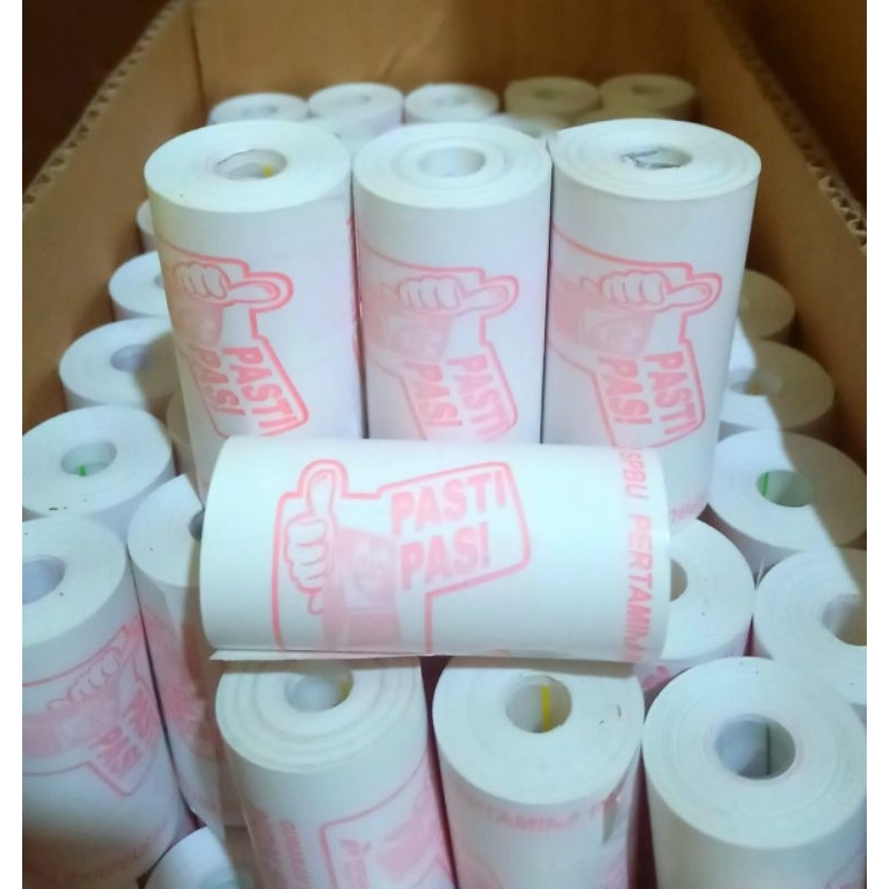 

Kertas kasir thermal logo PASTI PAS 58/57x30mm full paket 10 pcs