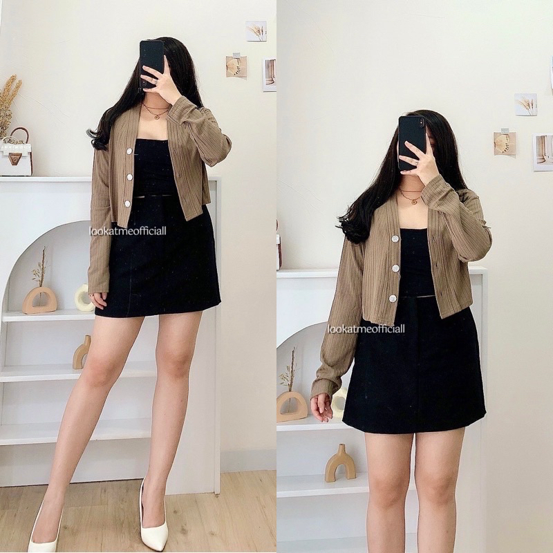 Lookatmeofficial • Coco Crop Cardigan Bahan Knit Premium / Outer Top Knitwear