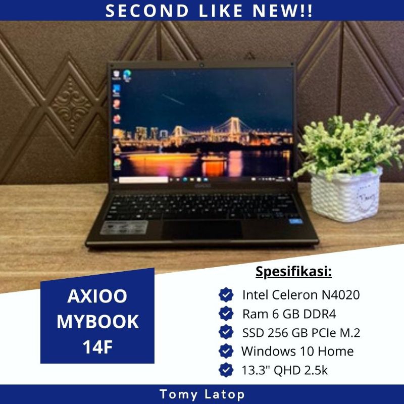 LAPTOP BEKAS SEPERTI BARU AXIOO MYBOOK 14F/INTEL N4020/RAM 6GB/SSD 256GB