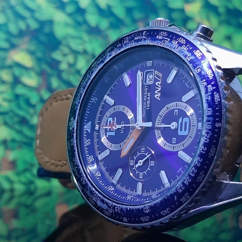 Jam tangan pria original Seiko ANA happy flight 7T92 0CF0 Chronograph