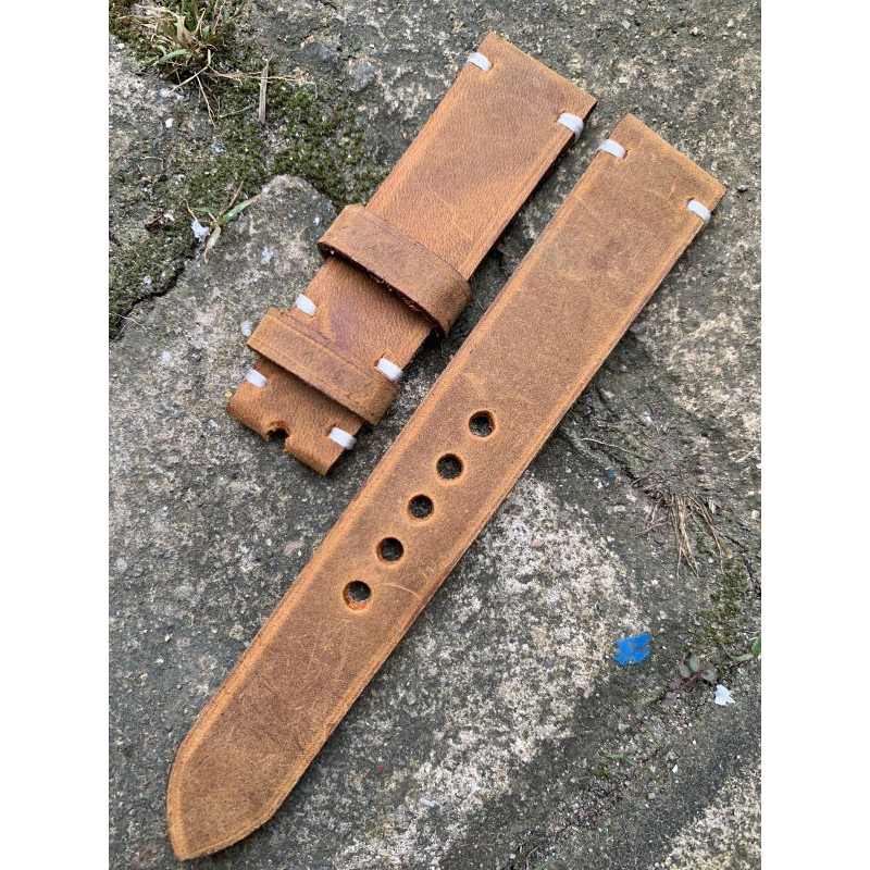 Strap tali jam tangan kulit sapi asli CH handmade lentur