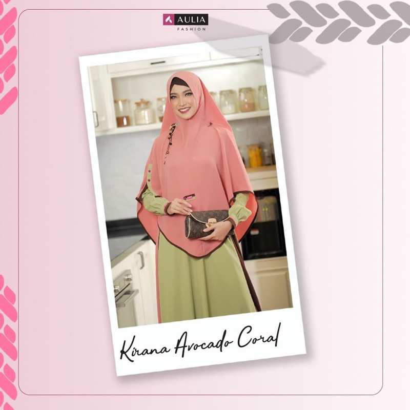 SALE 20% Set Gamis Kirana Avocado Coral by Aulia Fashion