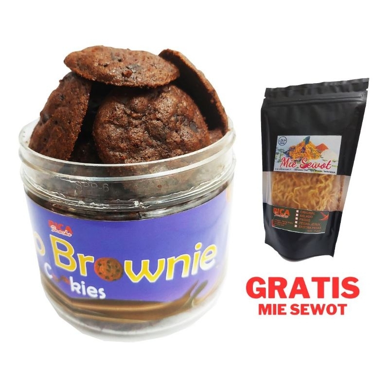 

Kue Choco Brownie Cookies (Gratis 1 Kemasan Pouch Mie Sewot) Biba Snacks Toples Ukuran 400 ML