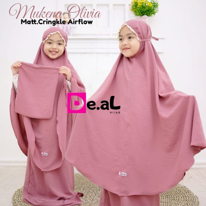 [ Ori De.al ] MUKENAH OLIVIA••mukenah anak polos••mukenah anak crinkel  airflow