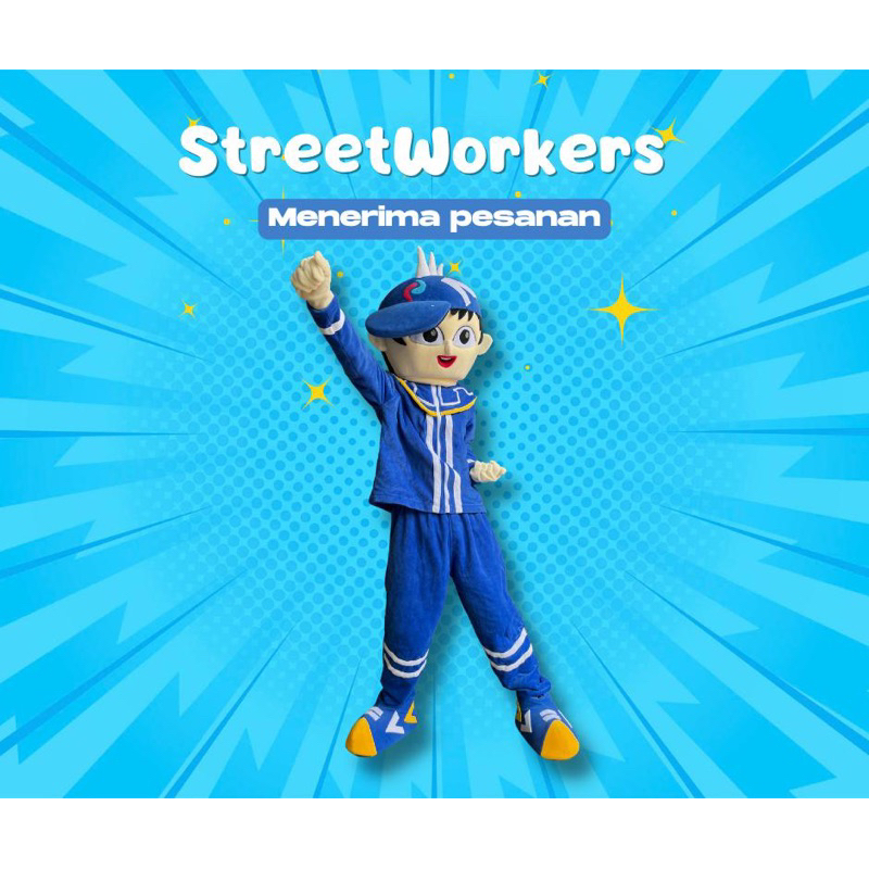 KOSTUM BADUT MASKOT KARAKTER BOBOIBOY BIRU