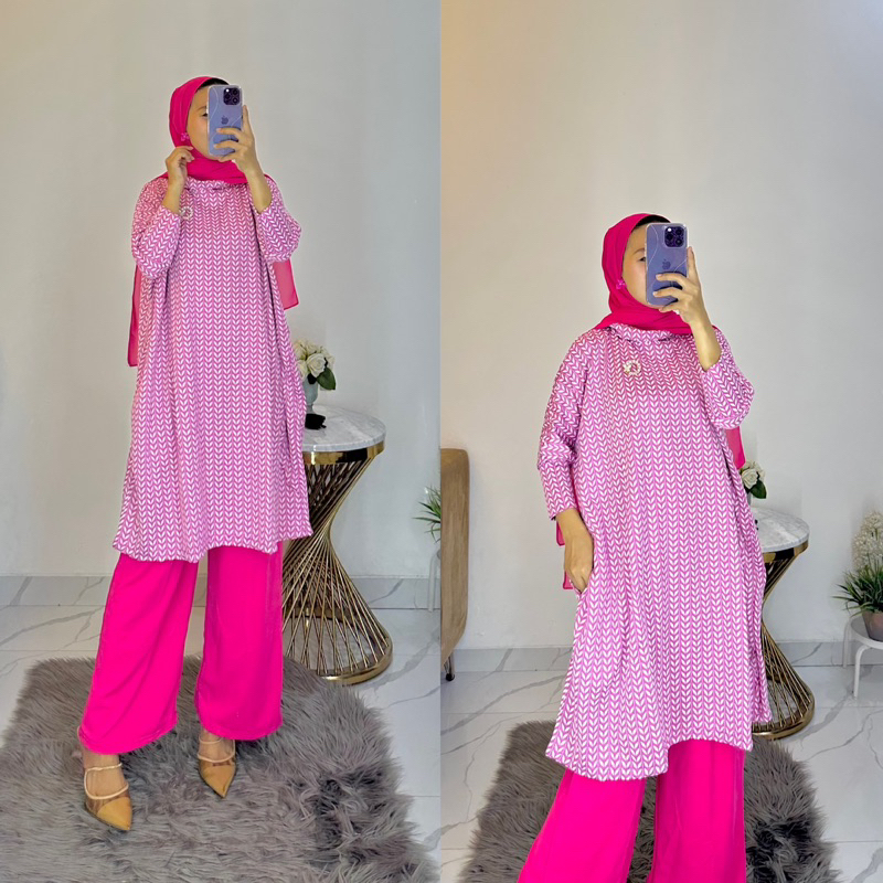 Oneset tunik batwing