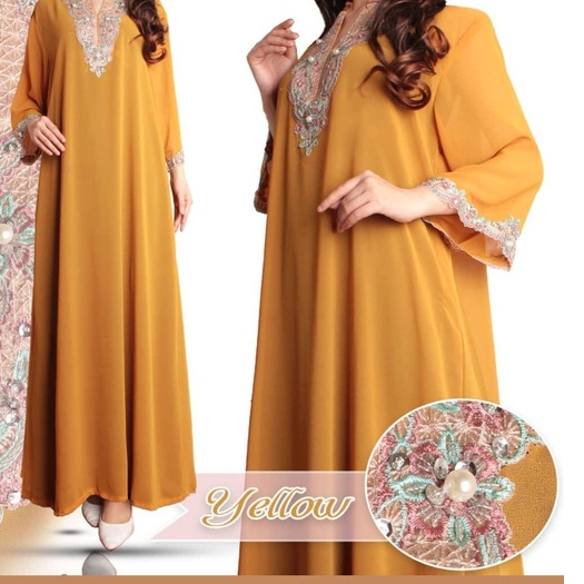 Baju Muslimah Kaftan Payet Gamis Dress Abaya  Modern Chiffon Cerutty