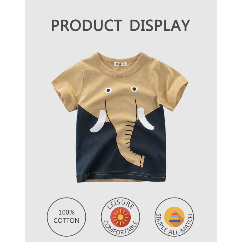 Baju Kaos Anak Import Premium Quality Gambar Animal Usia 1-7 Tahun Tshirt Anak Premium Lucu Baju Atasan Anak Murah