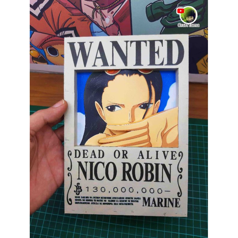 Nico Robin One Piece Poster Bounty Hunter Wanted Papercraft DIY Panjangan Dinding kerajaan kertas Mu