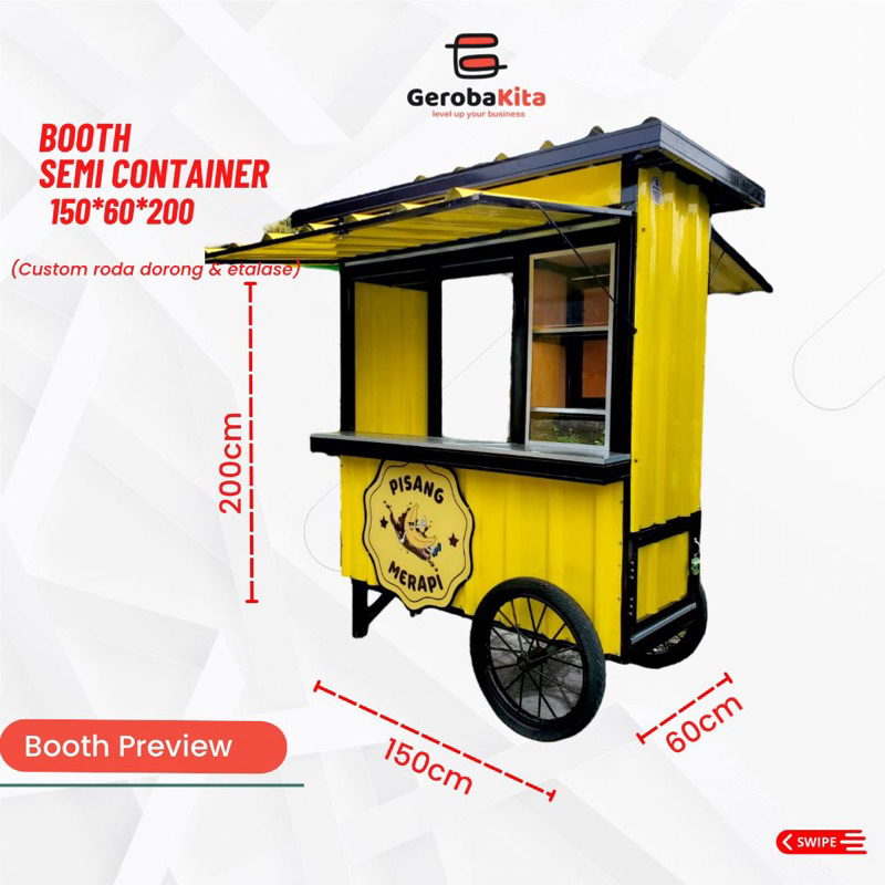 Booth Semi Container Dorong/ Gerobak Dorong/ Booth Dorong