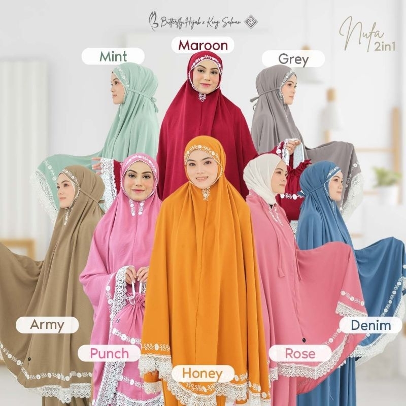 Mukena Nufa 2 in 1 Butterfly Hijab x King Salman