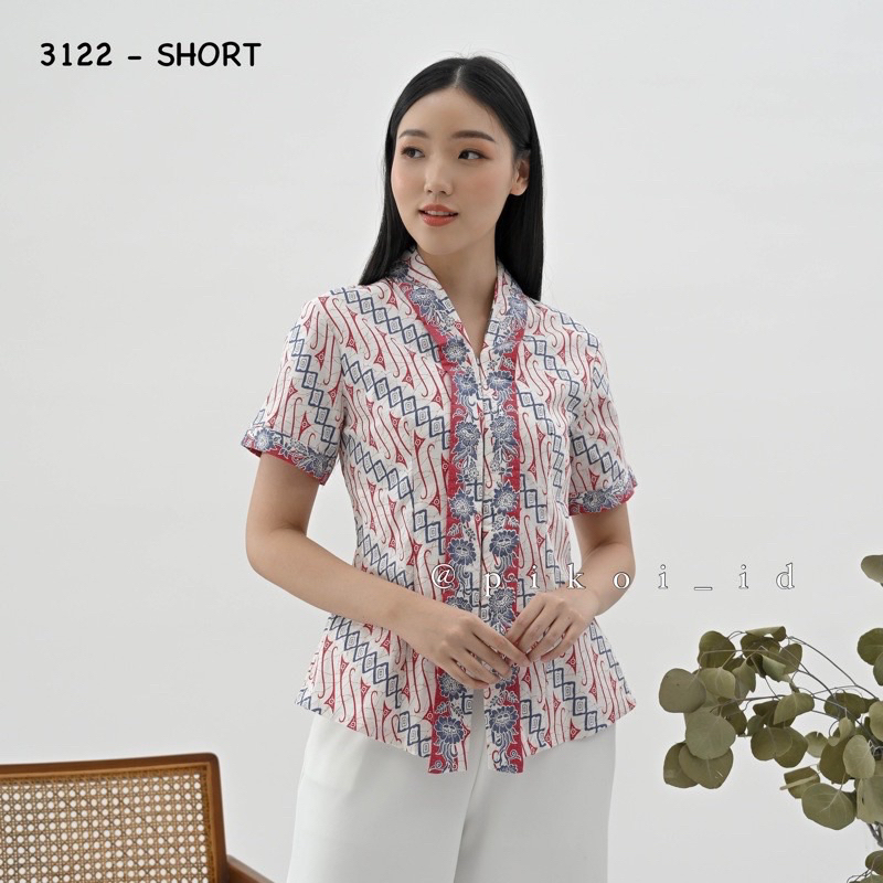 Baju batik wanita / atasan batik cewek / seragam batik kantor / blouse katun batik modern 292 pendek