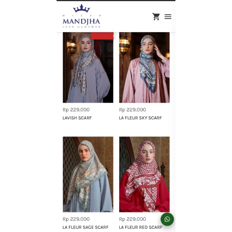 Mandjha Special Free Box Ivan Gunawan Fashion Scarf Original Motif La Fleur Red,Ready Sage Hijau,Sky