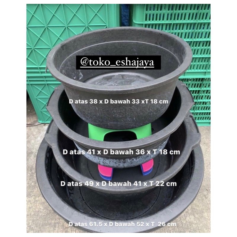 Bak Karet Anti Pecah Ukuran 20-23-26-35 / Baskom Air / Bak Air / Bak Item