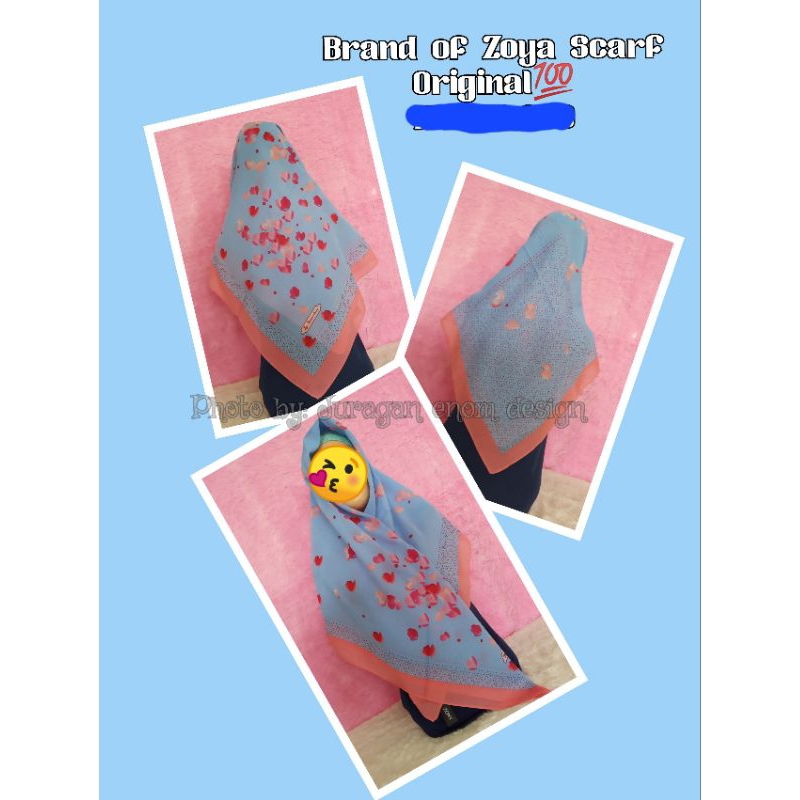 Zoya Hijab Segiempat Fayola Scarf Biru Original