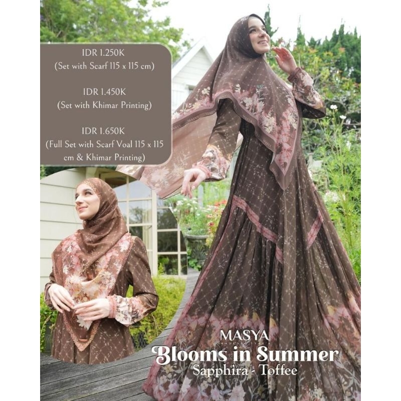 [MADENIA SYARI_MASYA] GAMIS SYARI TERBARU / DRESS SET PRINTING " SAPPHIRA TOFFEE " BY MASYA