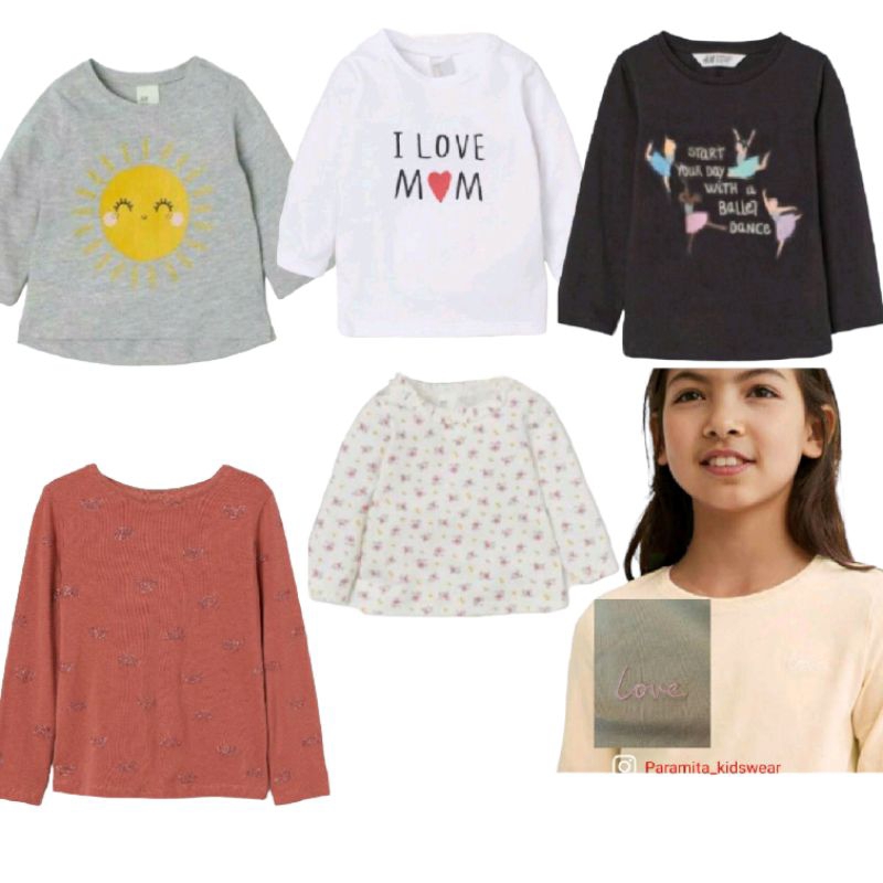 Kaos anak perempuan lengan panjang hm/ kaos anak perempuan lengan panjang.