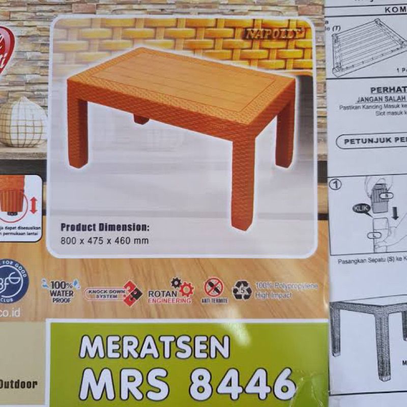 meja makan teras nappoly meja rotan MRS 8446