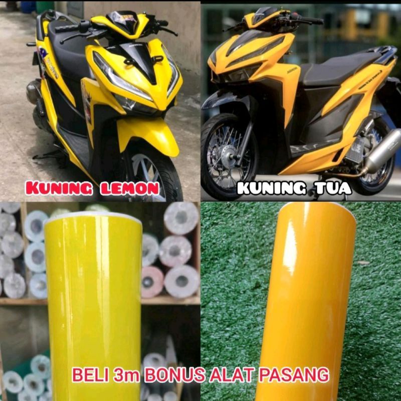 Skotlet Motor Kuning Lemon Glosy Doff Stiker Motor Kuning Tua