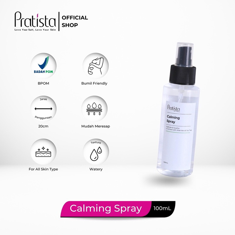 Pratista - Calming Spray Mist 100ML / Toner Pratista Botol Spray / Toner Wajah Kusam Jerawat &amp; Kusam BPOM