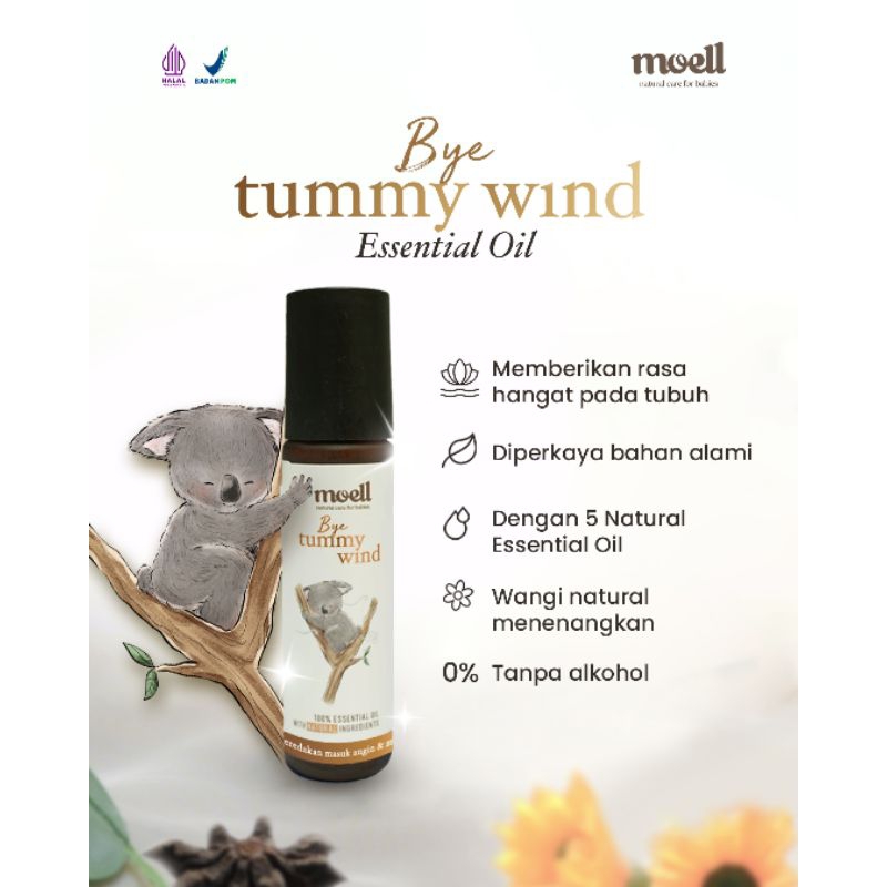 Moell Bye Tummywind Natural Essential Oil | Masuk Angin Perut Kembung