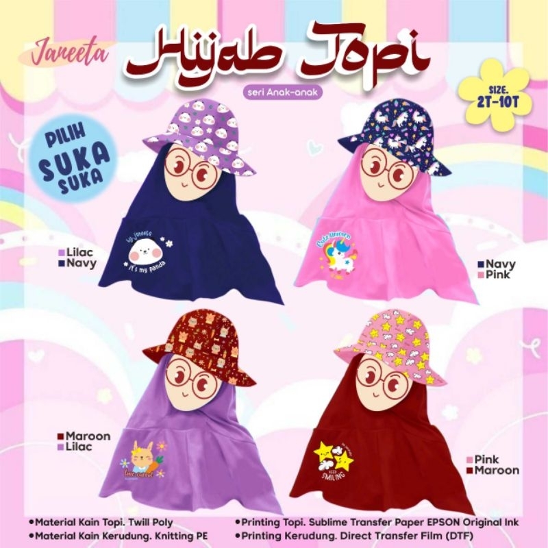 Janeeta READY New Katalog Seri dan Pilih Suka2 Hijab Topi Janeetha seperti vittokidswear