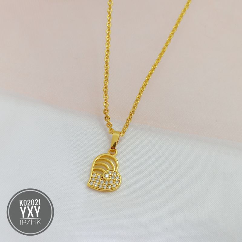 Kalung yaxiya love zircon warna 24k K02021