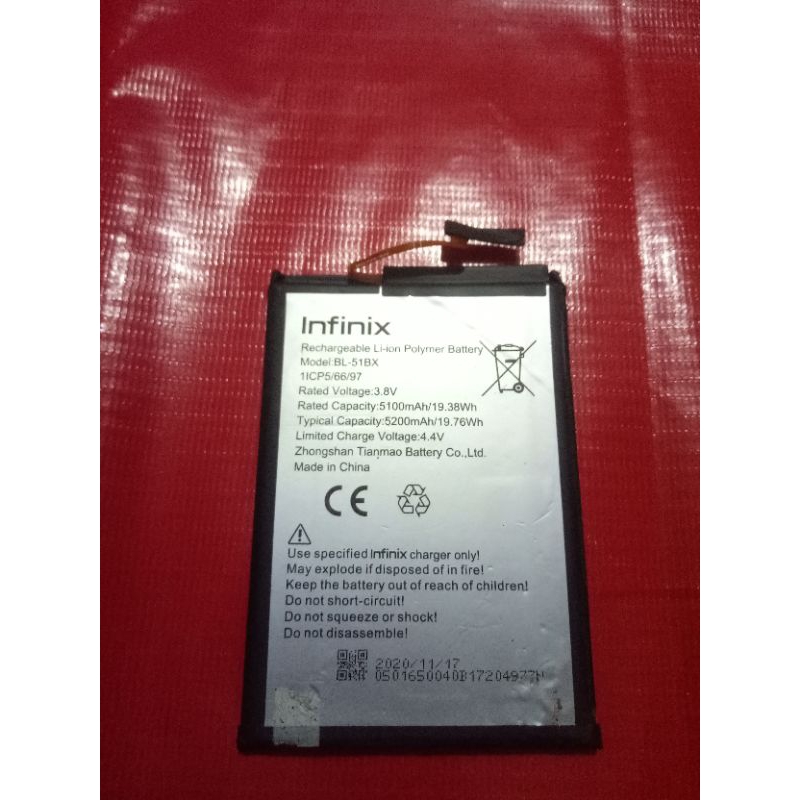 baterai bekas infinix hot 10/note 8