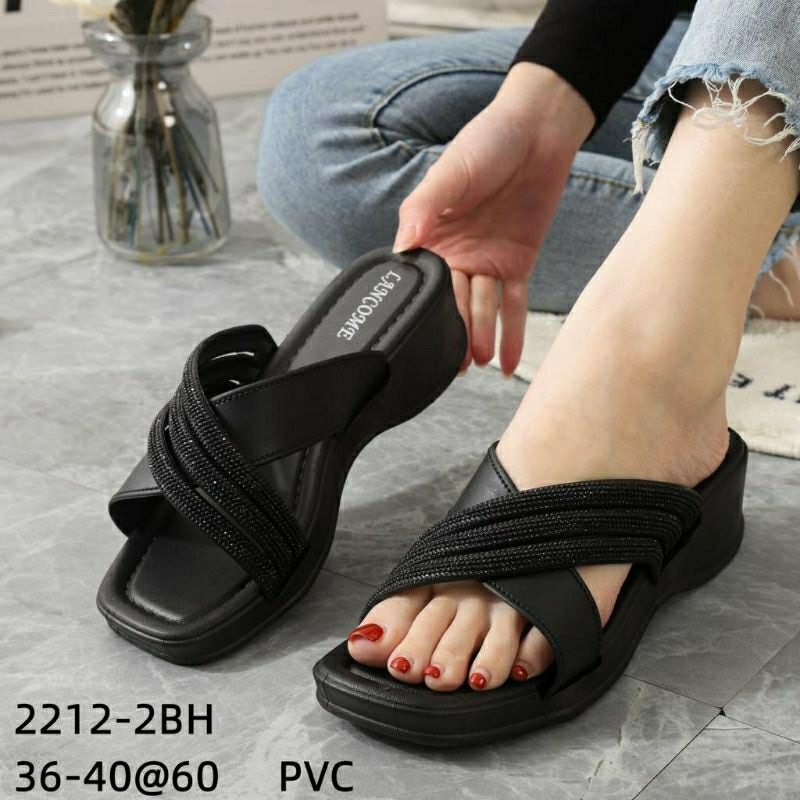 Myanka jelly shoes Sendal Wedges Silang Gliter